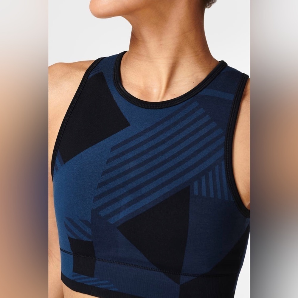 NWT Sweaty Betty Sports Bra Women's Size XS Blue Stretch Breathable Crop Yoga